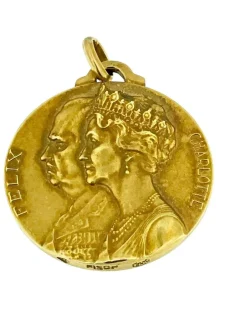 Pendentif Médaille or jaune de René Cliquet Grands-Ducs et Grandes-Duchesses de Luxembourg