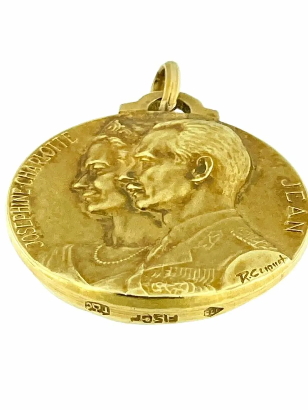 Pendentif Médaille or jaune de René Cliquet Grands-Ducs et Grandes-Duchesses de Luxembourg