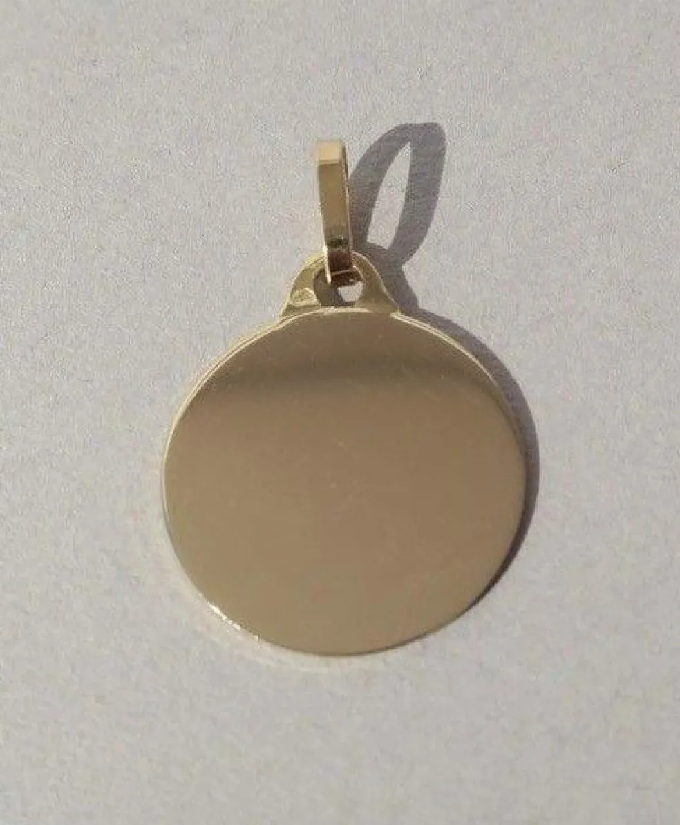Pendentif médaille rond en or jaune à graver