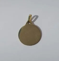 Pendentif médaille rond en or jaune à graver