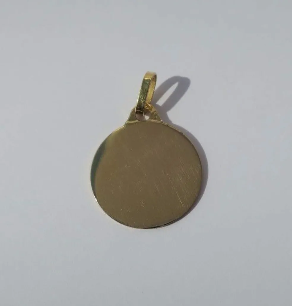 Pendentif médaille rond en or jaune à graver
