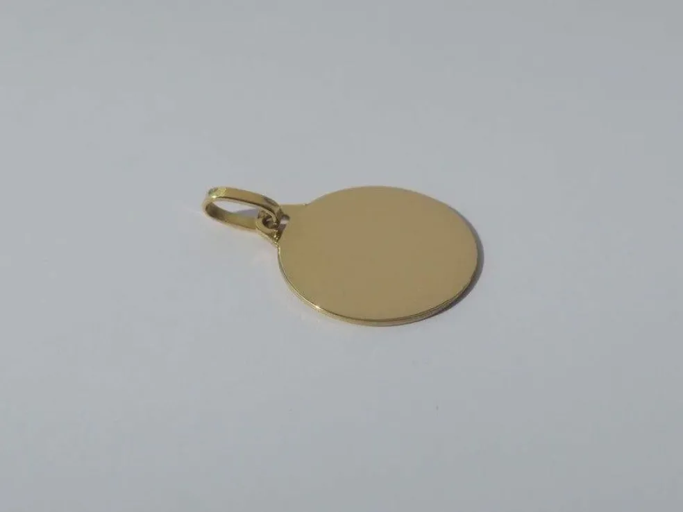 Pendentif médaille rond en or jaune à graver