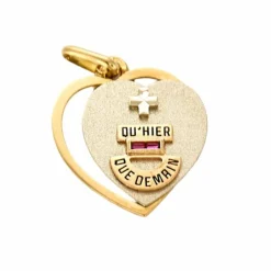 Pendentif Médaille sentimentale en or jaune et or gris