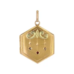 Pendentif médaillon ancien hexagonal