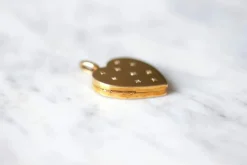 Pendentif médaillon ancien cœur ouvrant en or et diamants taille rose