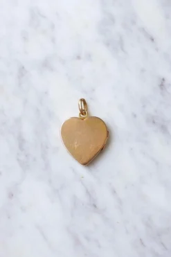 Pendentif médaillon ancien cœur ouvrant en or et diamants taille rose