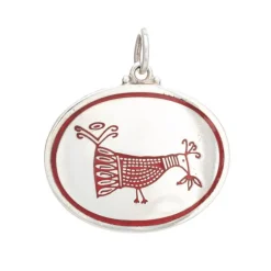 Pendentif médaillon oiseau Gianmaria Buccellati en argent sterling émail rouge Estate