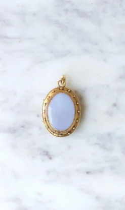 Pendentif médaillon or et agate