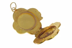 Pendentif médaillon porte-bonheur en or vintage