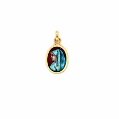 Pendentif Médaillon Vintage Or 18k & Email de Limoges