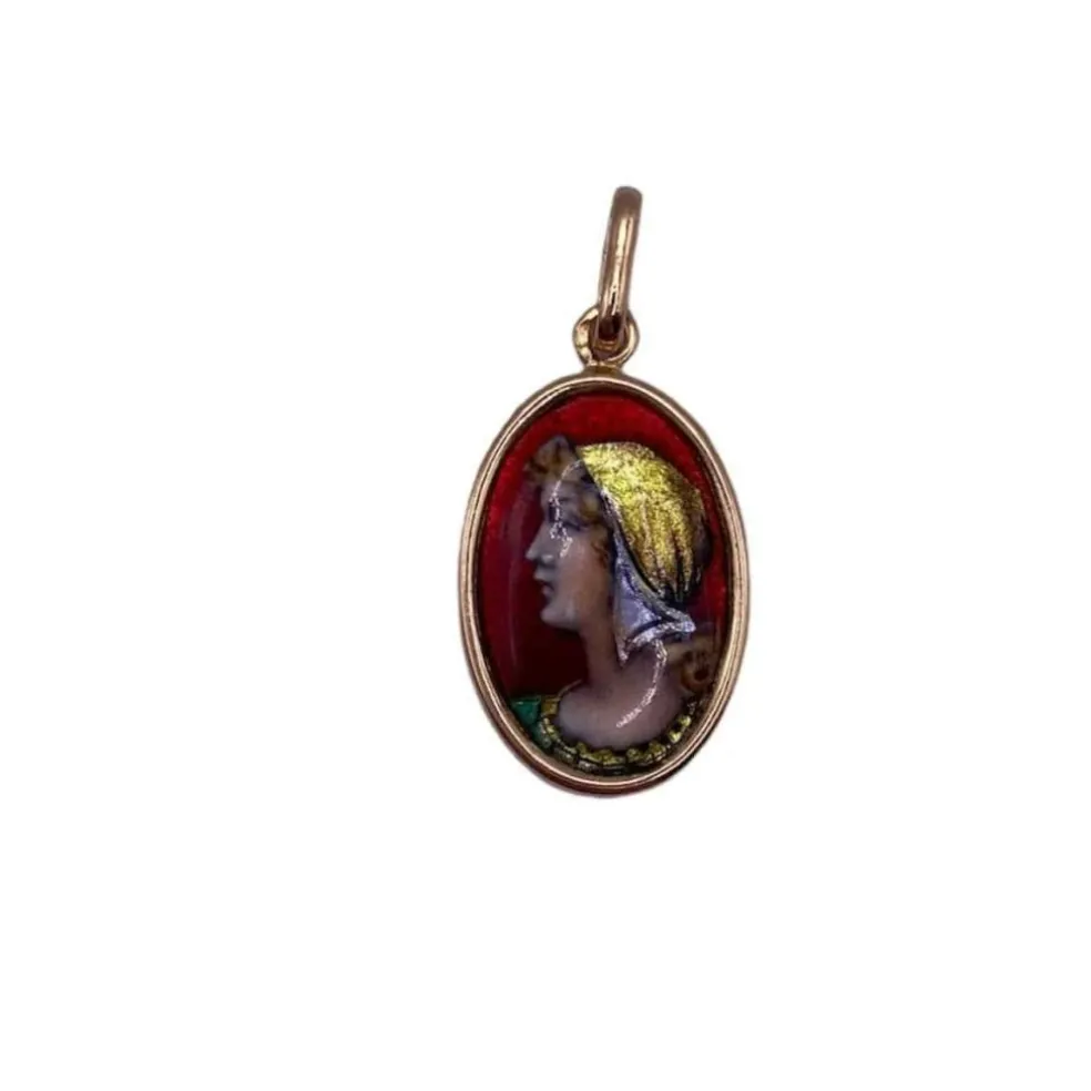 Pendentif Médaillon Vintage Email de Limoges