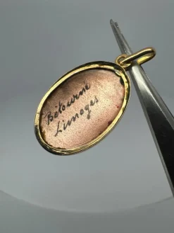 Pendentif Médaillon Vintage Email de Limoges
