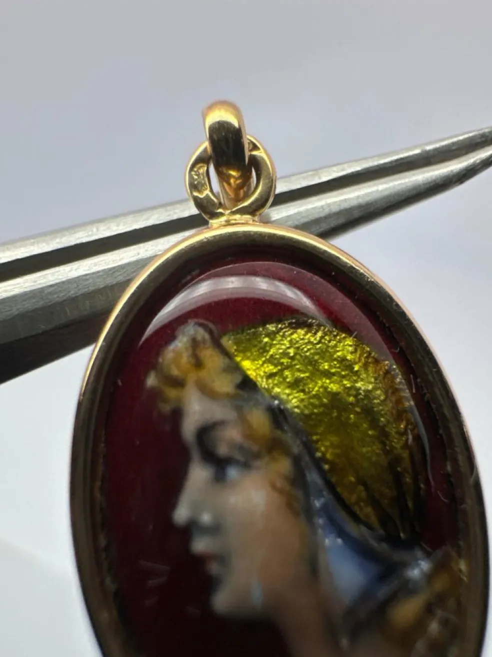 Pendentif Médaillon Vintage Email de Limoges