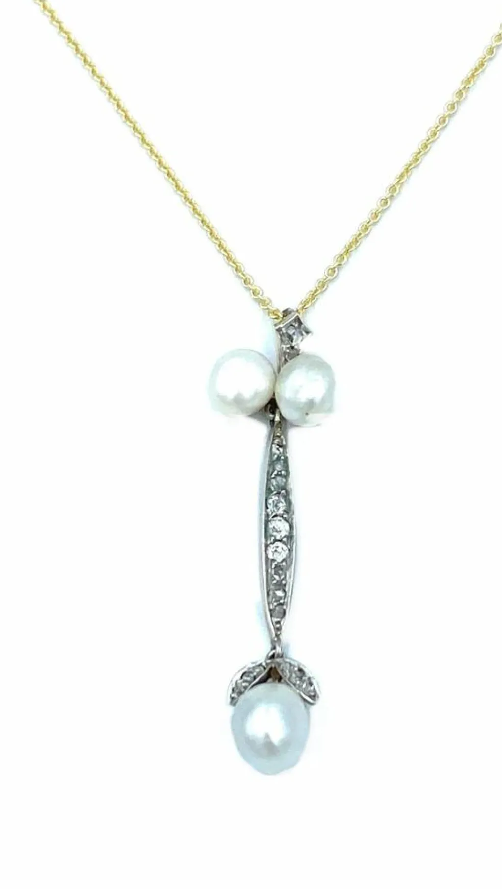Pendentif 19ème, or, perles fines et diamants