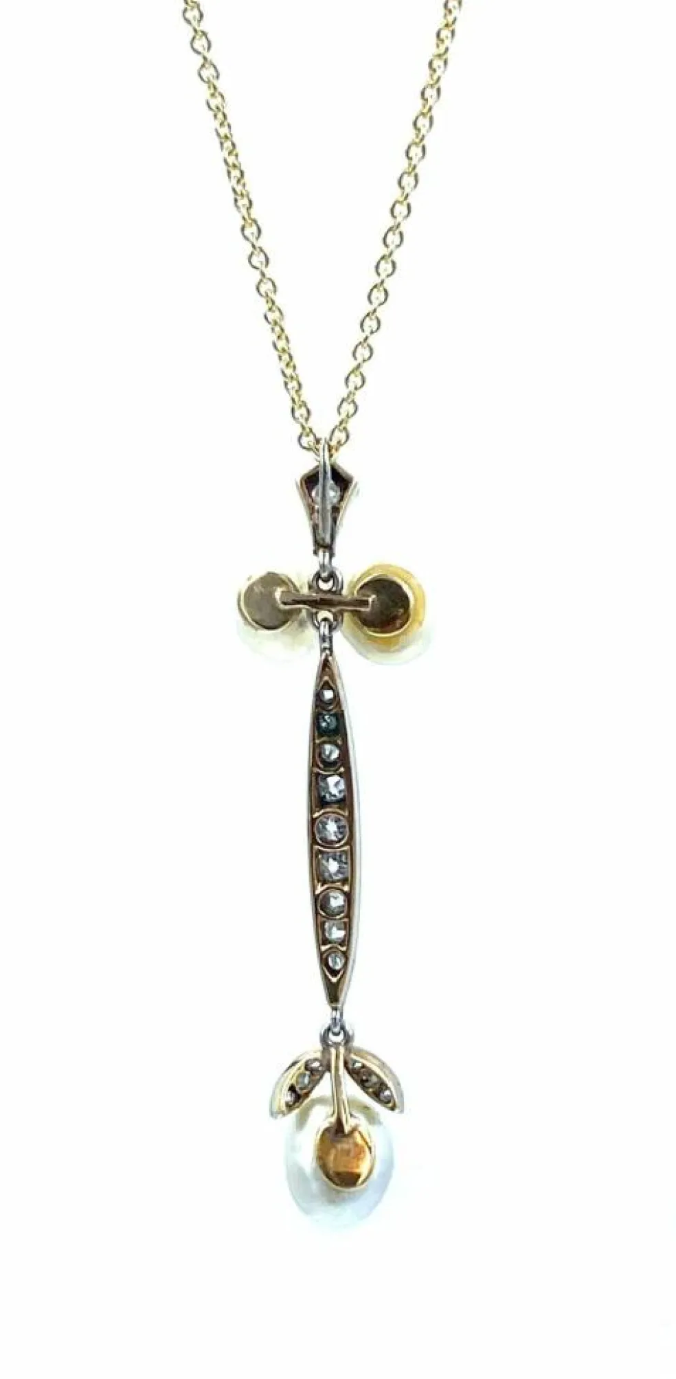 Pendentif 19ème, or, perles fines et diamants