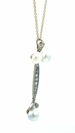 Pendentif 19ème, or, perles fines et diamants