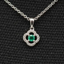 pendentif émeraude or blanc diamant