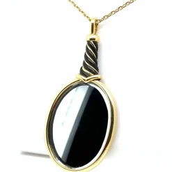 PENDENTIF MIROIR TORSADE OR JAUNE