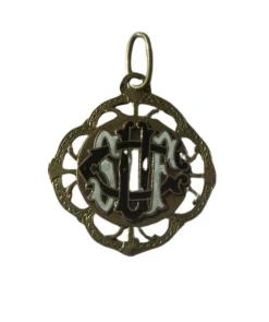 Pendentif monogramme ajouré émail or