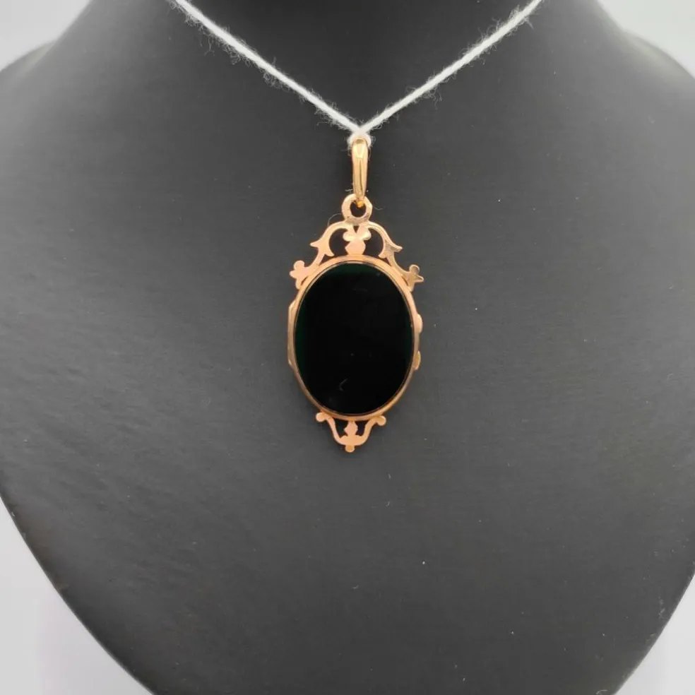 Pendentif Napoleon III en or 18K onyx et perles