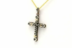 Pendentif Napoléon III or jaune et argent, saphir et diamants