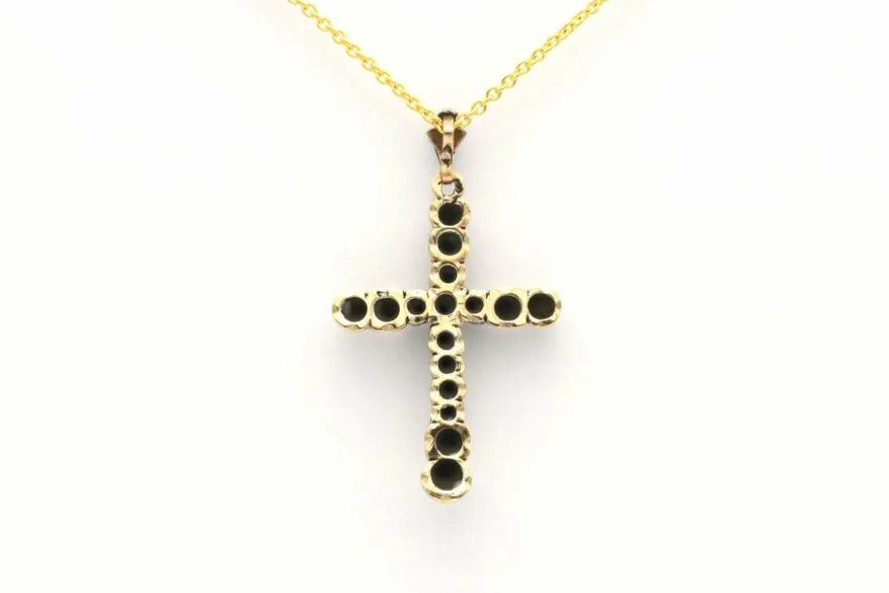 Pendentif Napoléon III or jaune et argent, saphir et diamants