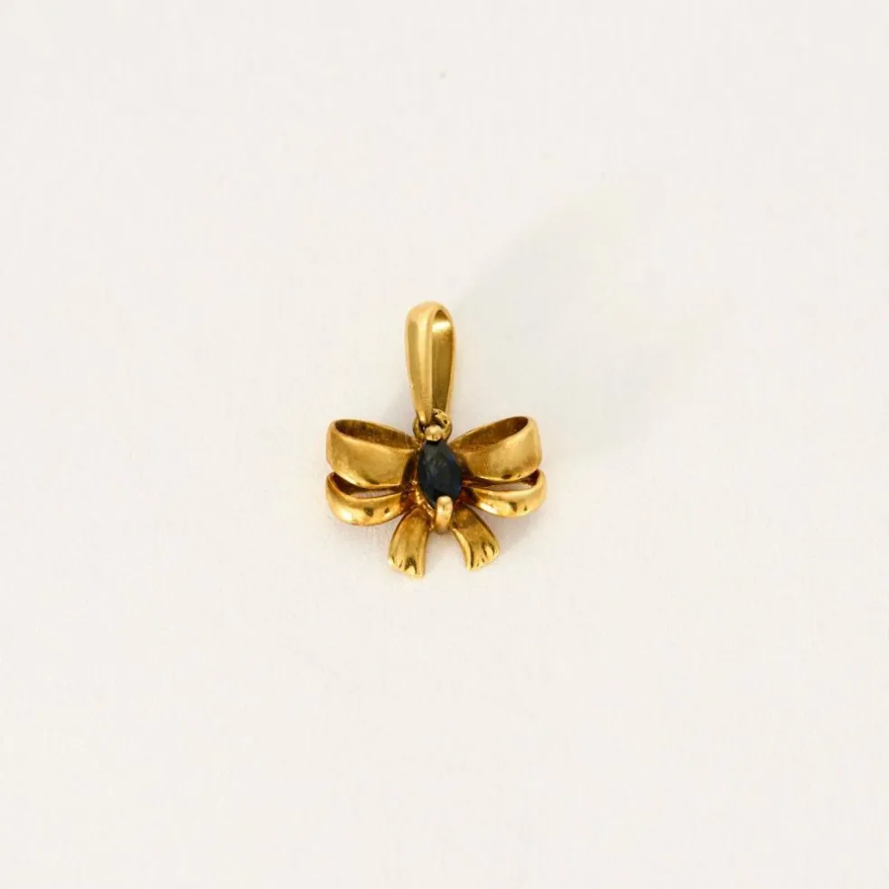 Pendentif noeud papillon or jaune saphir