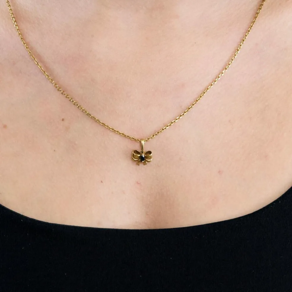 Pendentif noeud papillon or jaune saphir