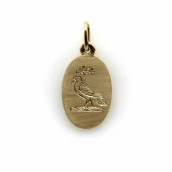 Pendentif Oiseau de la Paix gravé à la main en or 14 carats