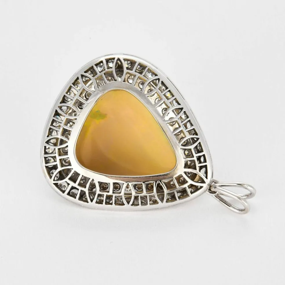 Pendentif opale arlequin et diamants