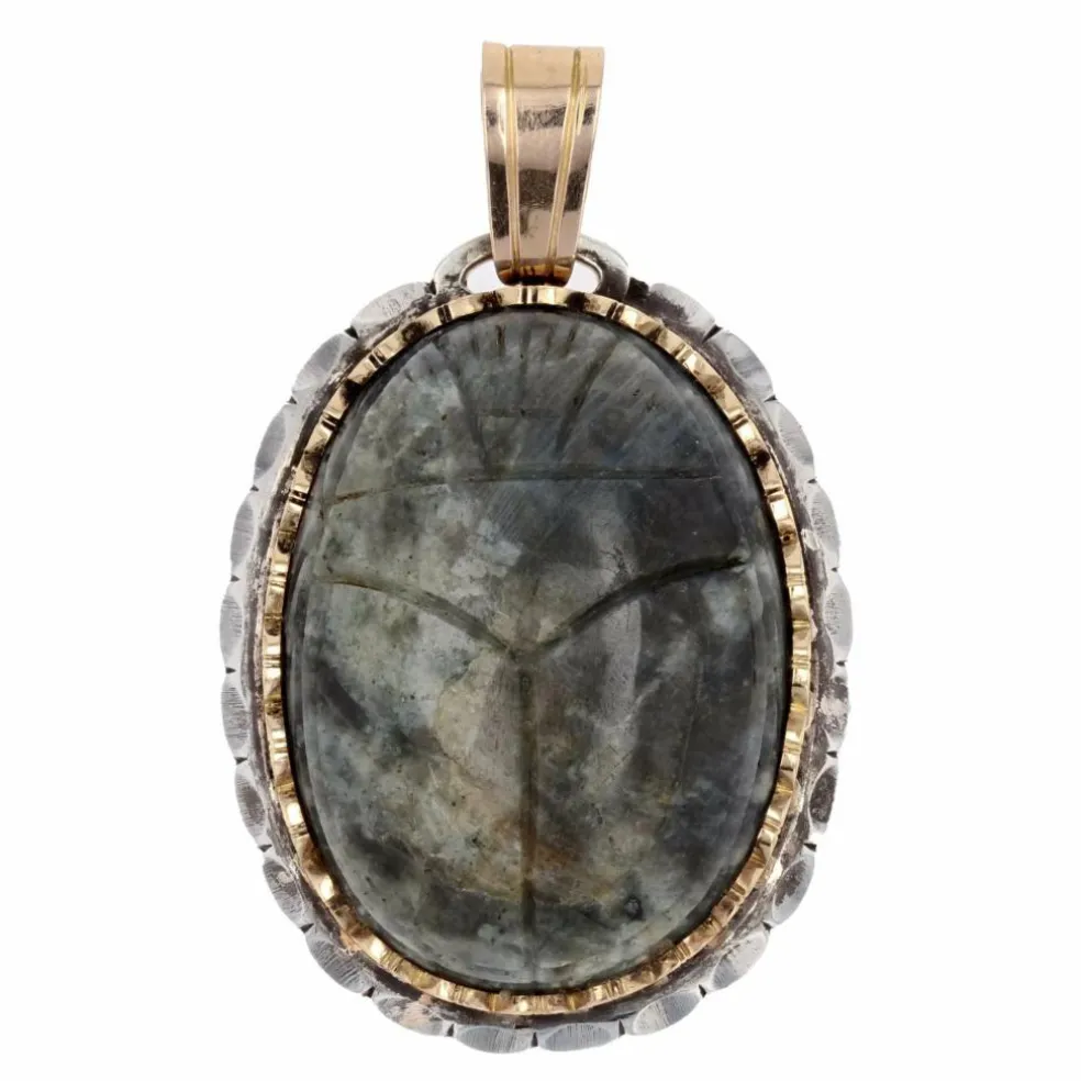 Pendentif or argent scarabée labradorite