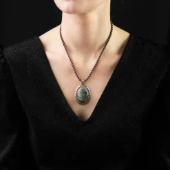 Pendentif or argent scarabée labradorite