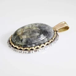 Pendentif or argent scarabée labradorite