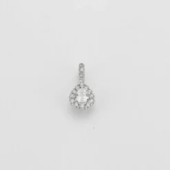 Pendentif or blanc 18 carats diamants