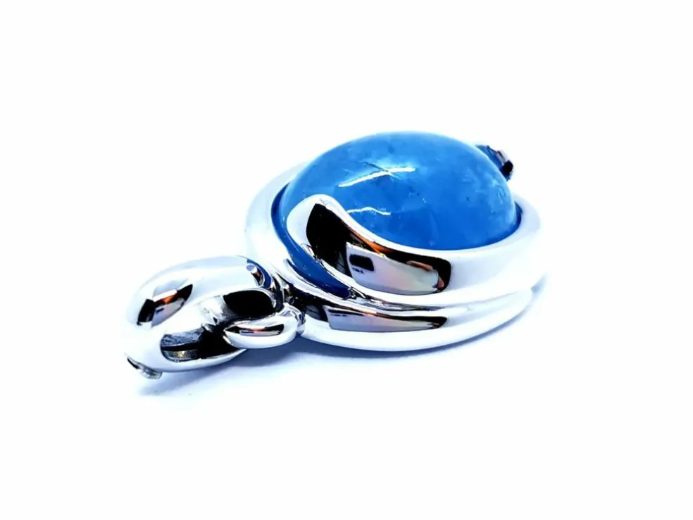 Pendentif Or blanc Agate