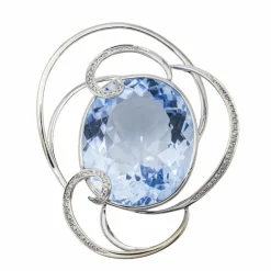 Pendentif Or blanc Aigue Marine