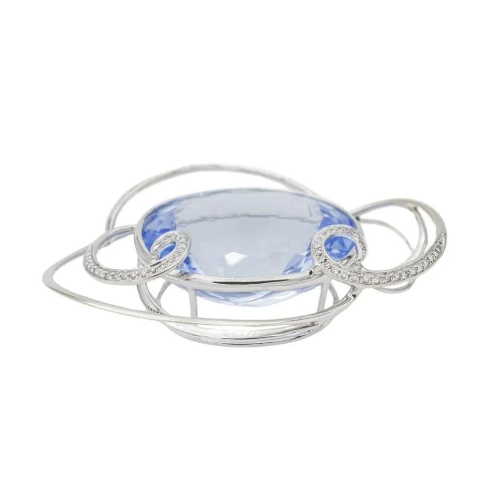 Pendentif Or blanc Aigue Marine