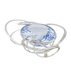 Pendentif Or blanc Aigue Marine