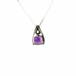 Pendentif Or Blanc Améthyste Diamants