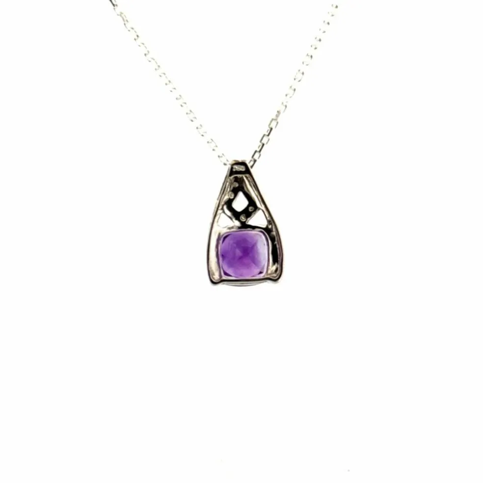 Pendentif Or Blanc Améthyste Diamants