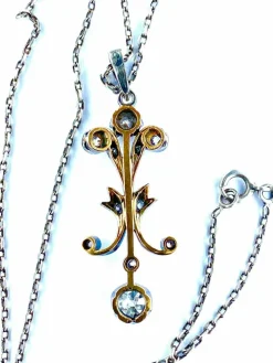 Pendentif Or blanc Argent Diamants Epoque Napoléon III.