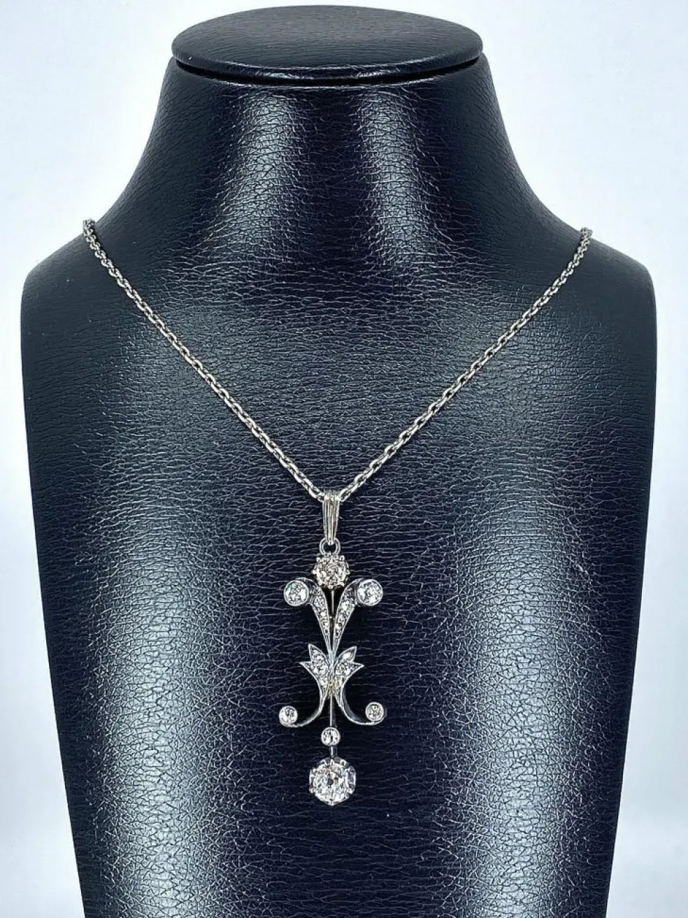 Pendentif Or blanc Argent Diamants Epoque Napoléon III.