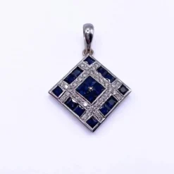 Pendentif Or Blanc Diamants Topaze