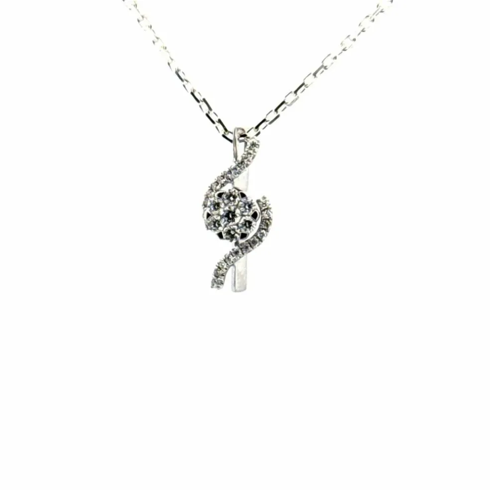 Pendentif Or Blanc Diamants