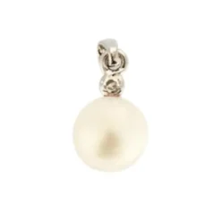 Pendentif or blanc diamant et perle