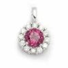 Pendentif Or blanc Diamants Rhodolite