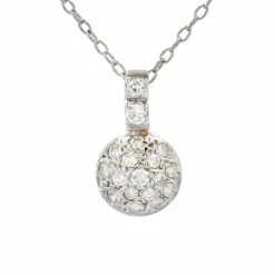 Pendentif or blanc diamants et sa chaine
