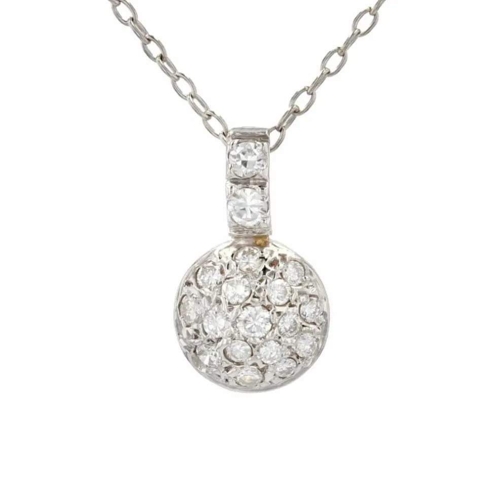Pendentif or blanc diamants et sa chaine