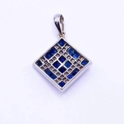 Pendentif Or Blanc Diamants Topaze