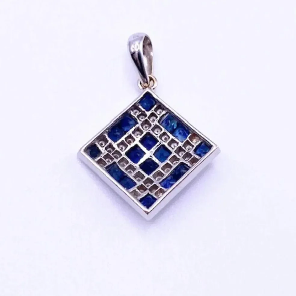 Pendentif Or Blanc Diamants Topaze